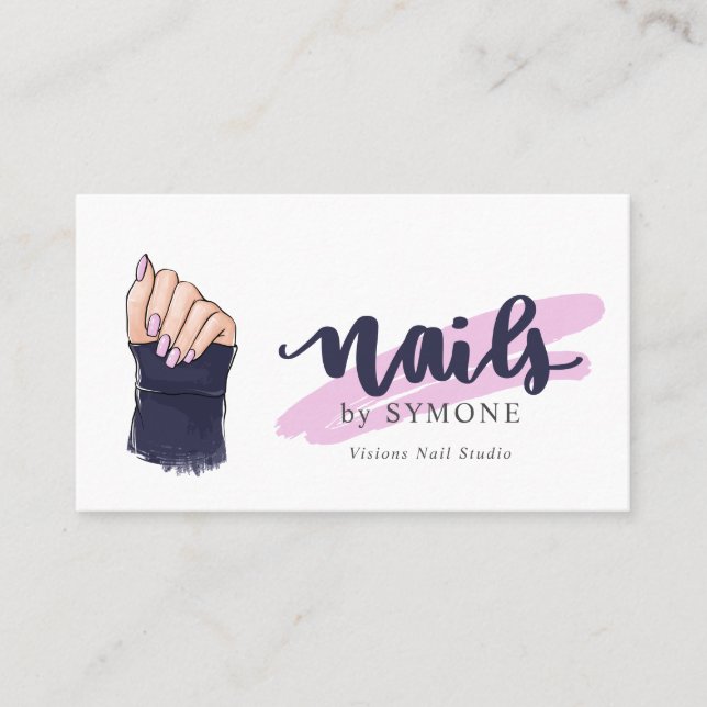 Carte De Visite Illustration main du salon de beauté Nail Tech (Devant)