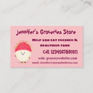 Carte De Visite Illustration mignon du ramboutan rose