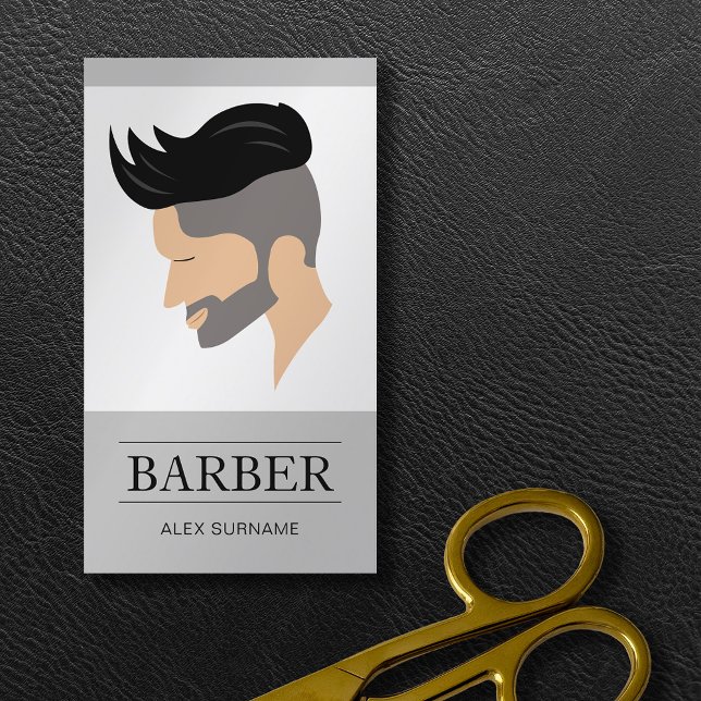 Carte De Visite Illustration moderne de style cheveux hommes Barbi (Business card design for barbers and hairdressers.)