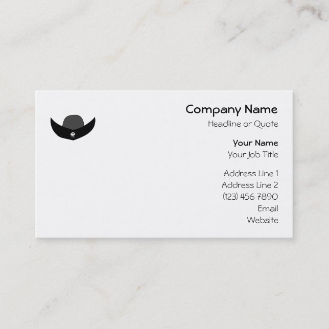 Carte De Visite Illustration noire de casquette de pirate (Devant)