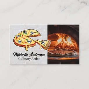 Carte De Visite Illustration Pizza Pie   Four en brique
