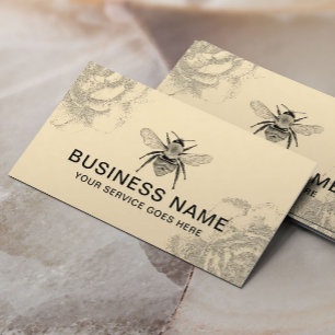 Carte De Visite Illustration vintage Bee & Flower Farm Beekeeper