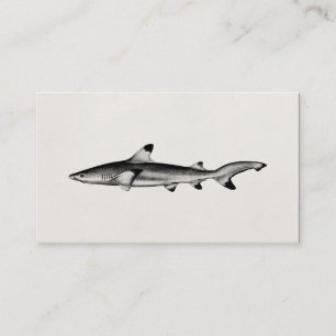 Carte De Visite Illustration vintage de requin de récif - noir