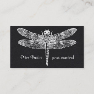 Carte De Visite Illustration vintage d'une libellule sur flanelle