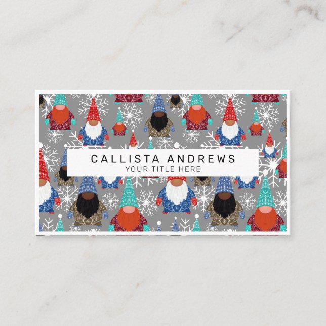 Carte De Visite Illustrations de flocon de neige Gnome Motif de No (Devant)