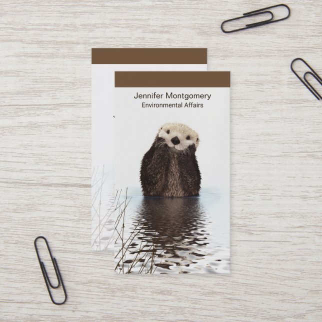 Carte De Visite Image de la faune de Cute Otter (Devant/Arrière en situation)
