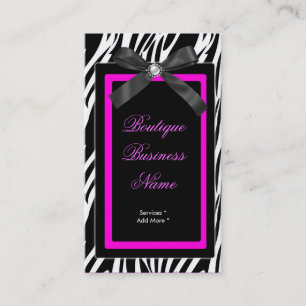 Carte De Visite image d'étiquette de la boutique Zebra arc rose vi