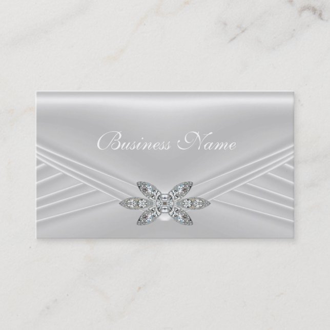 Carte De Visite Image élégante en diamant argenté blanc (Devant)