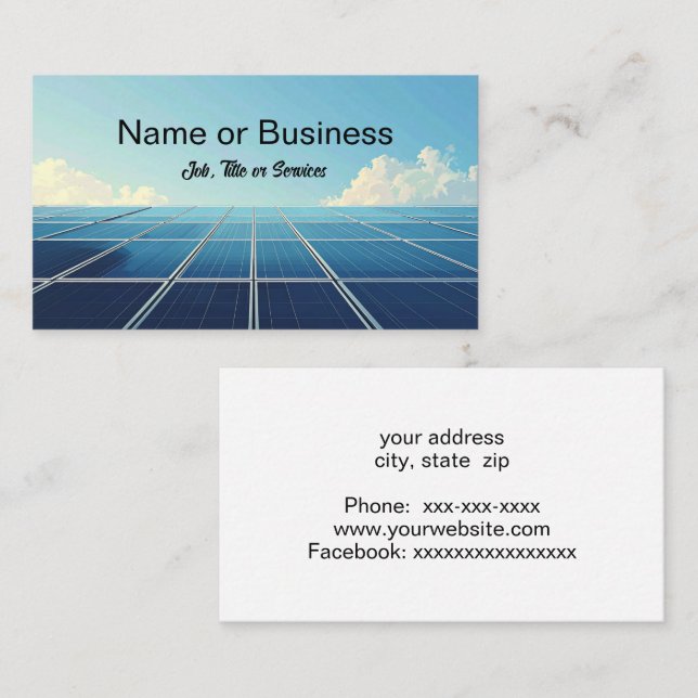 Carte De Visite Image simple d'un panneau solaire (Devant / Derrière)