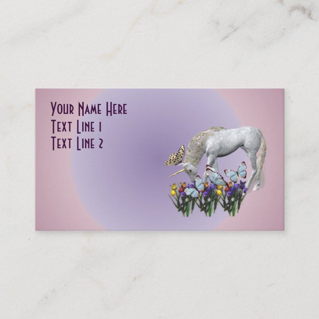 Carte de visite Imaginaire Unicorne Et Papillons (Devant)