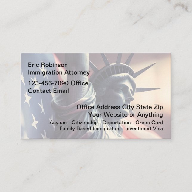 Carte De Visite Immigration Attorney New Business Cards (Devant)