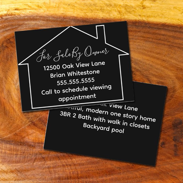 Carte De Visite Immobilier À Vendre Par Propriétaire Black House R (Créateur téléchargé)
