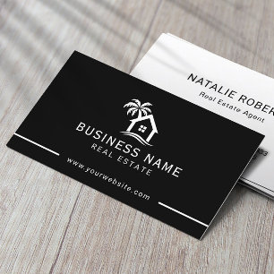Carte De Visite Immobilier Agent Beach House Logo Plaque Noir