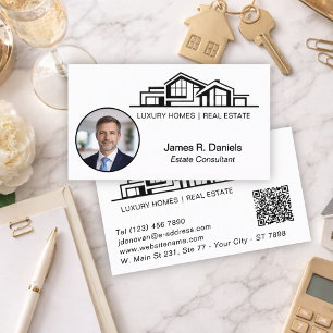Carte De Visite Immobilier Chic Minimaliste Professionnel de Luxe
