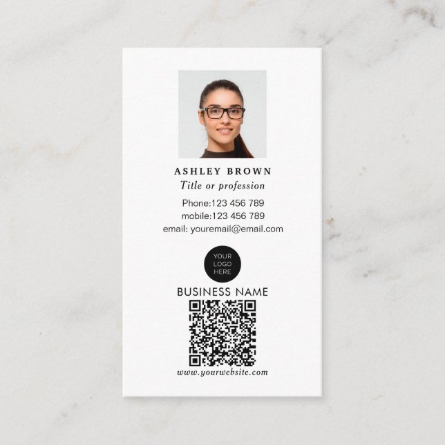 Carte De Visite Immobilier Code QR professionnel photo simple (Devant)