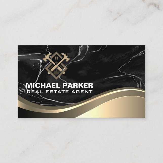 Carte De Visite Immobilier de construction | Marble Metal Business (Devant)