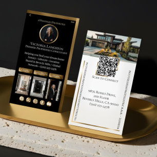 Carte De Visite Immobilier de Luxe Photos de Réseaux Sociaux Or No