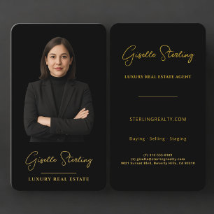 Carte De Visite Immobilier de Luxe Professionnel Or Noir