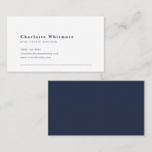 Carte De Visite Immobilier Élégant Minimaliste Dos Navy Design