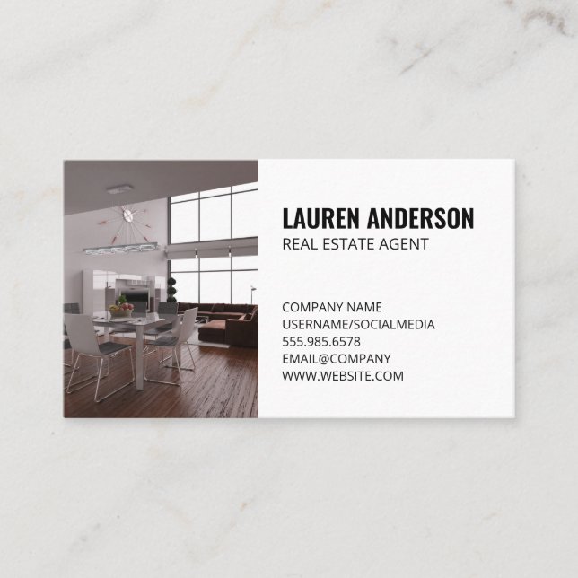 Carte De Visite Immobilier | Intérieur de loft (Devant)