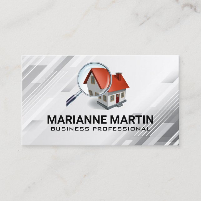 Carte De Visite Immobilier | Logo Maison Loupe (Devant)