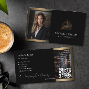 Carte De Visite Immobilier Luxueux Élégant Agent Immobilier Photo 