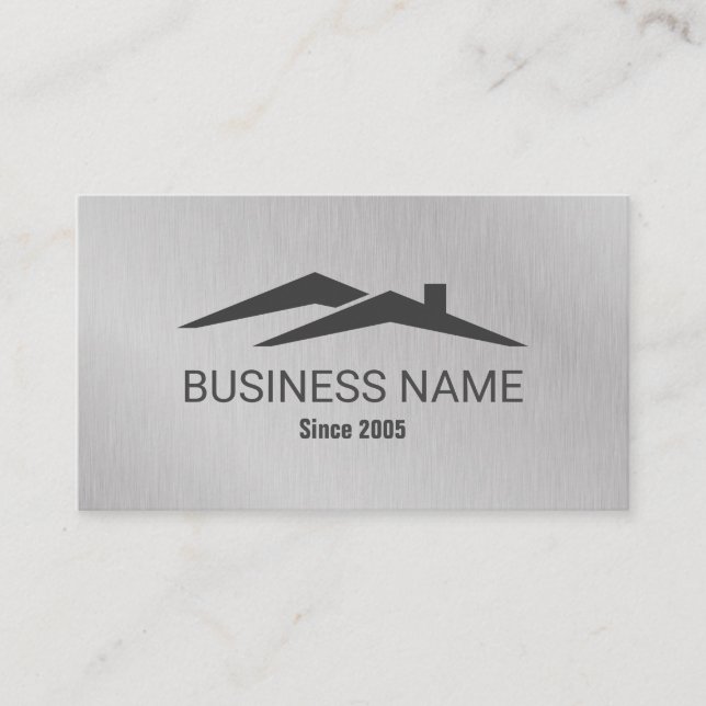 Carte De Visite Immobilier Maison Logo Logo Realtor Metallic (Devant)