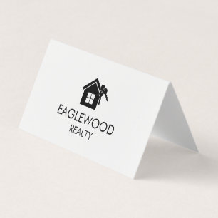 Carte De Visite Immobilier minimaliste noir blanc plié