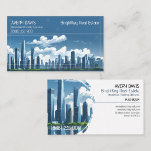 Carte De Visite Immobilier Moderne Blue Skyline