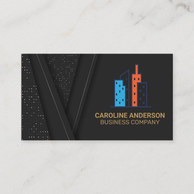 Carte De Visite Immobilier Moderne | Fond Noir Élégant (Devant)
