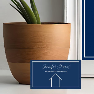 Carte De Visite Immobilier Moderne Marine Bleu Réalisateur Minimal