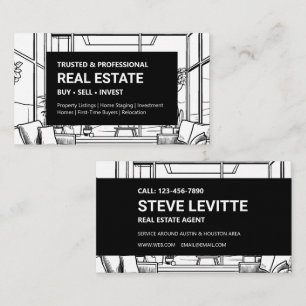 Carte De Visite Immobilier moderne noir et blanc