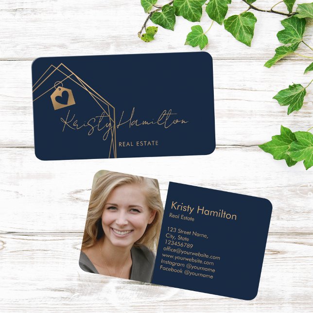 Carte De Visite immobilier moderne professionnel realtor ajouter p (Créateur téléchargé)