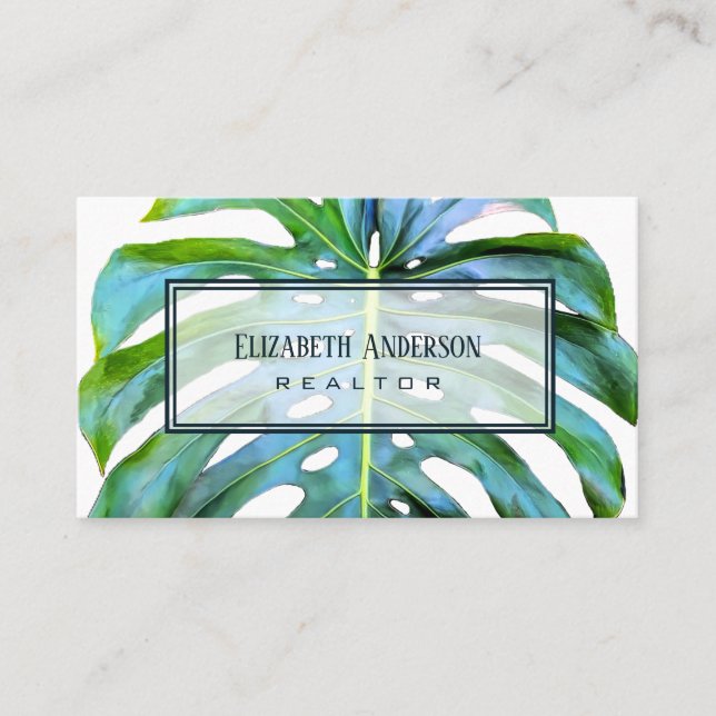 Carte De Visite Immobilier moderne tendance Tropical Leaf verdure (Devant)