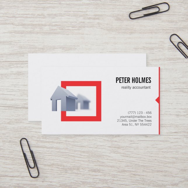 Carte de visite immobilier pour comptable de réali (Devant/Arrière en situation)