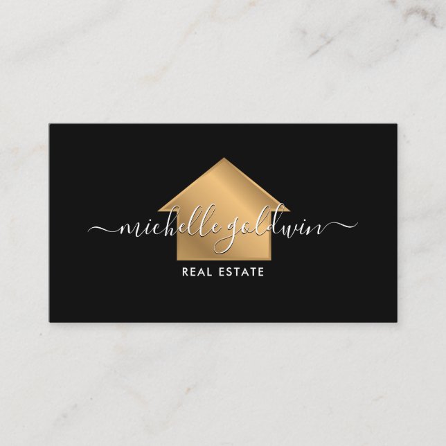 Carte De Visite Immobilier Professional Modern Script House (Devant)