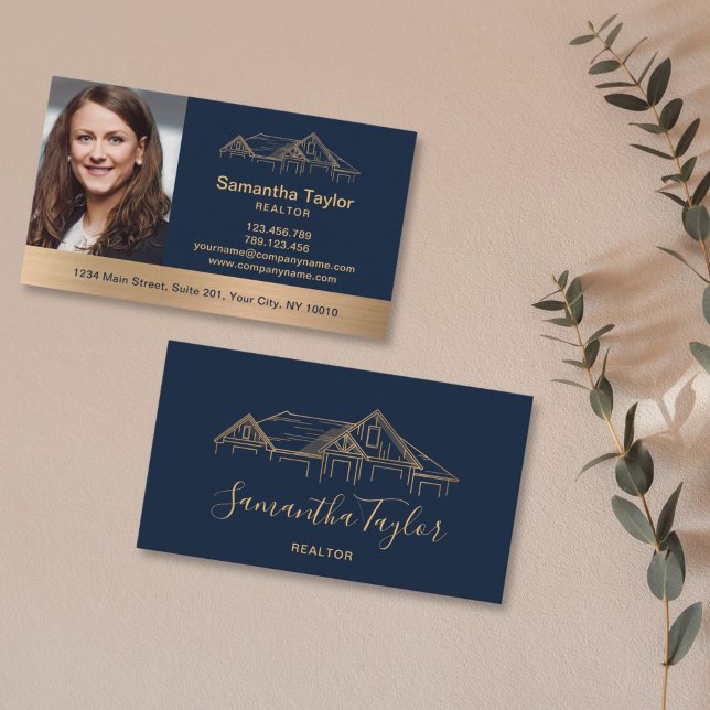 Carte De Visite Immobilier professionnel Ajouter un logo photo Rea (Créateur téléchargé)