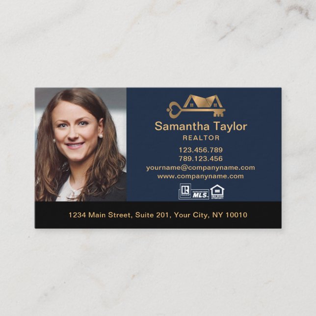 Carte De Visite Immobilier professionnel Ajouter un logo photo Rea (Devant)