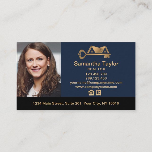 Carte De Visite Immobilier professionnel Ajouter un logo photo Rea (Devant)