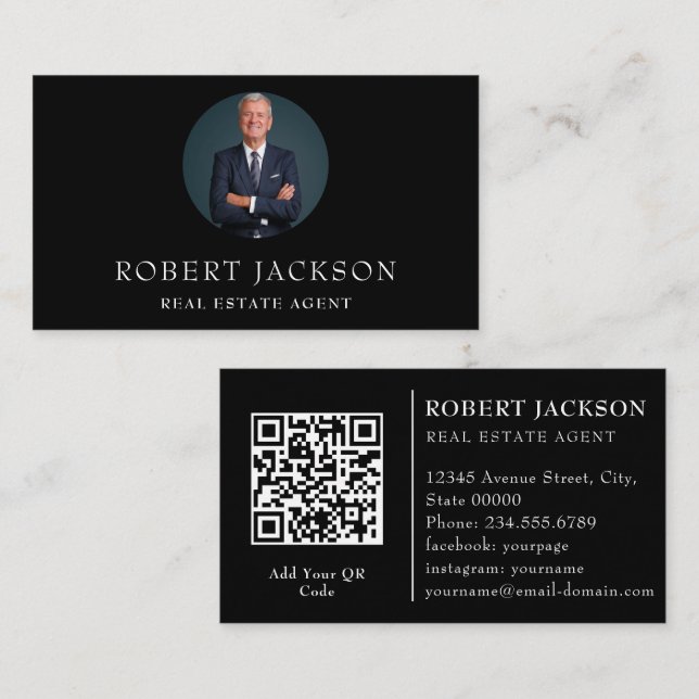 Carte De Visite Immobilier professionnel | Code QR de mise en page (Devant / Derrière)