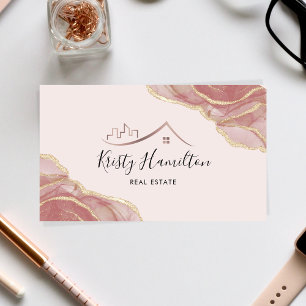 Carte De Visite immobilier professionnel maison courtier or affair