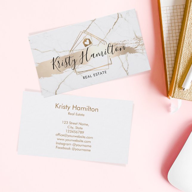 Carte De Visite immobilier professionnel maison courtier or affair (Créateur téléchargé)