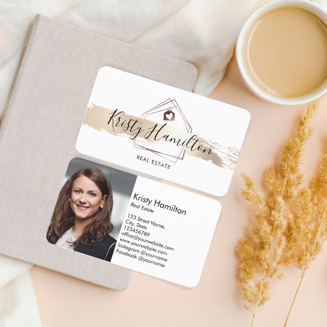 Carte De Visite Immobilier professionnel maison courtier or photo (Créateur téléchargé)