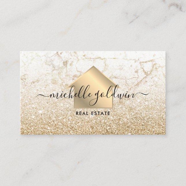 Carte De Visite Immobilier Professionnel Moderne Script House Busi (Devant)