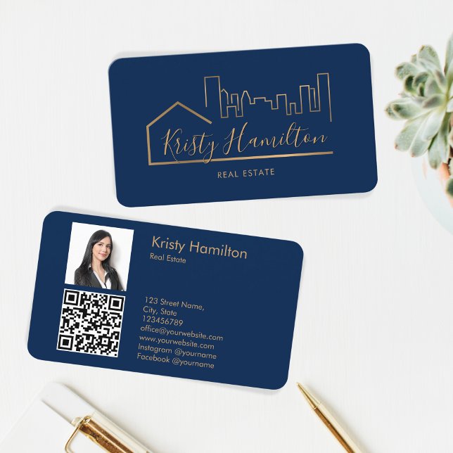 Carte De Visite immobilier professionnel realtor ajouter photo cod (Créateur téléchargé)
