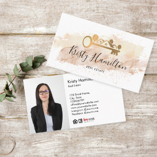 Carte De Visite immobilier professionnel realtor key ajouter photo