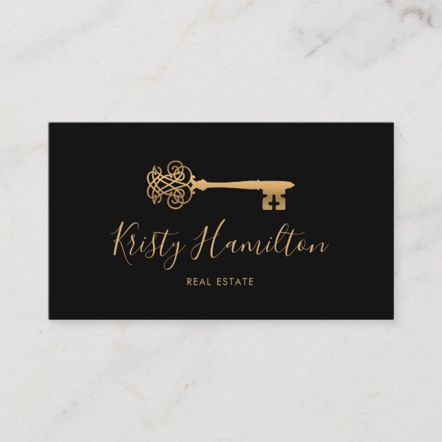 Carte De Visite immobilier professionnel realtor key ajouter photo (Devant)