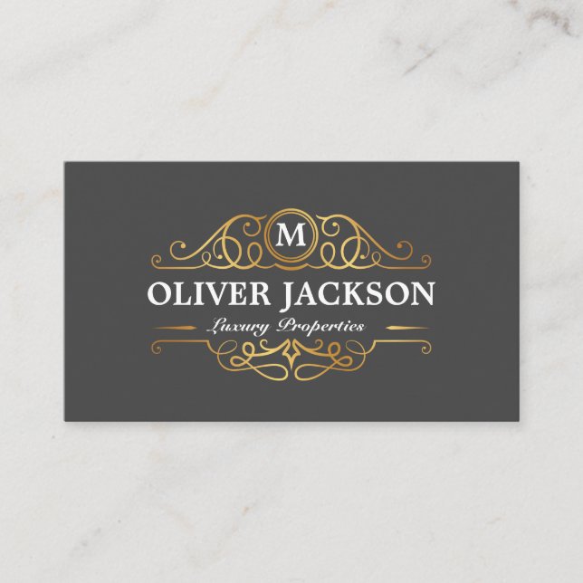 Carte De Visite Immobilier | Propriétés de Luxe en Or (Devant)