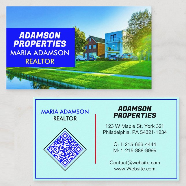 Carte De Visite Immobilier QR Visite Photo Disposition Maison Real (commercial real estate business card​)