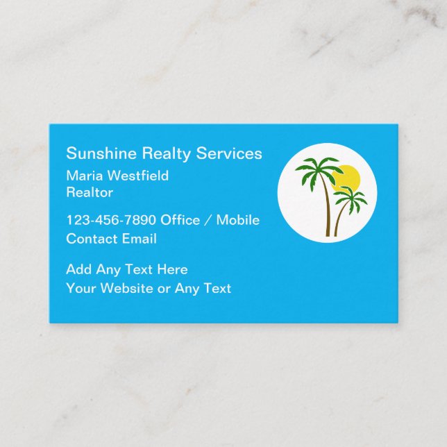 Carte De Visite Immobilier Tropical Côtier Simple (Devant)